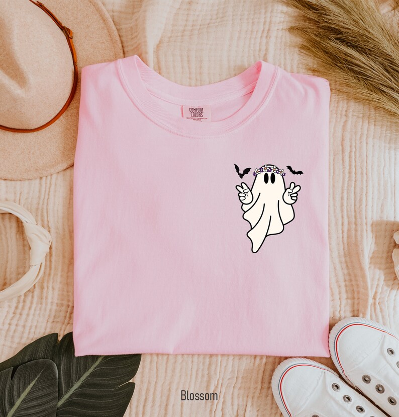Comfort Colors® Hippie Ghost Shirt, Cute Ghost TShirt, Womens Halloween Shirt, Spooky Season Shirt, Halloween Gift, Cute Fall Shirt image 5