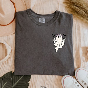 Comfort Colors® Hippie Ghost Shirt, Cute Ghost TShirt, Womens Halloween Shirt, Spooky Season Shirt, Halloween Gift, Cute Fall Shirt image 4