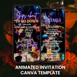 Halloween Costume Cocktail Party Video Invitation: Animated Sips About to Go Down Evite