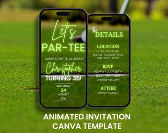 Golf Birthday Video Invitation: Animated Party Evite (Digital)