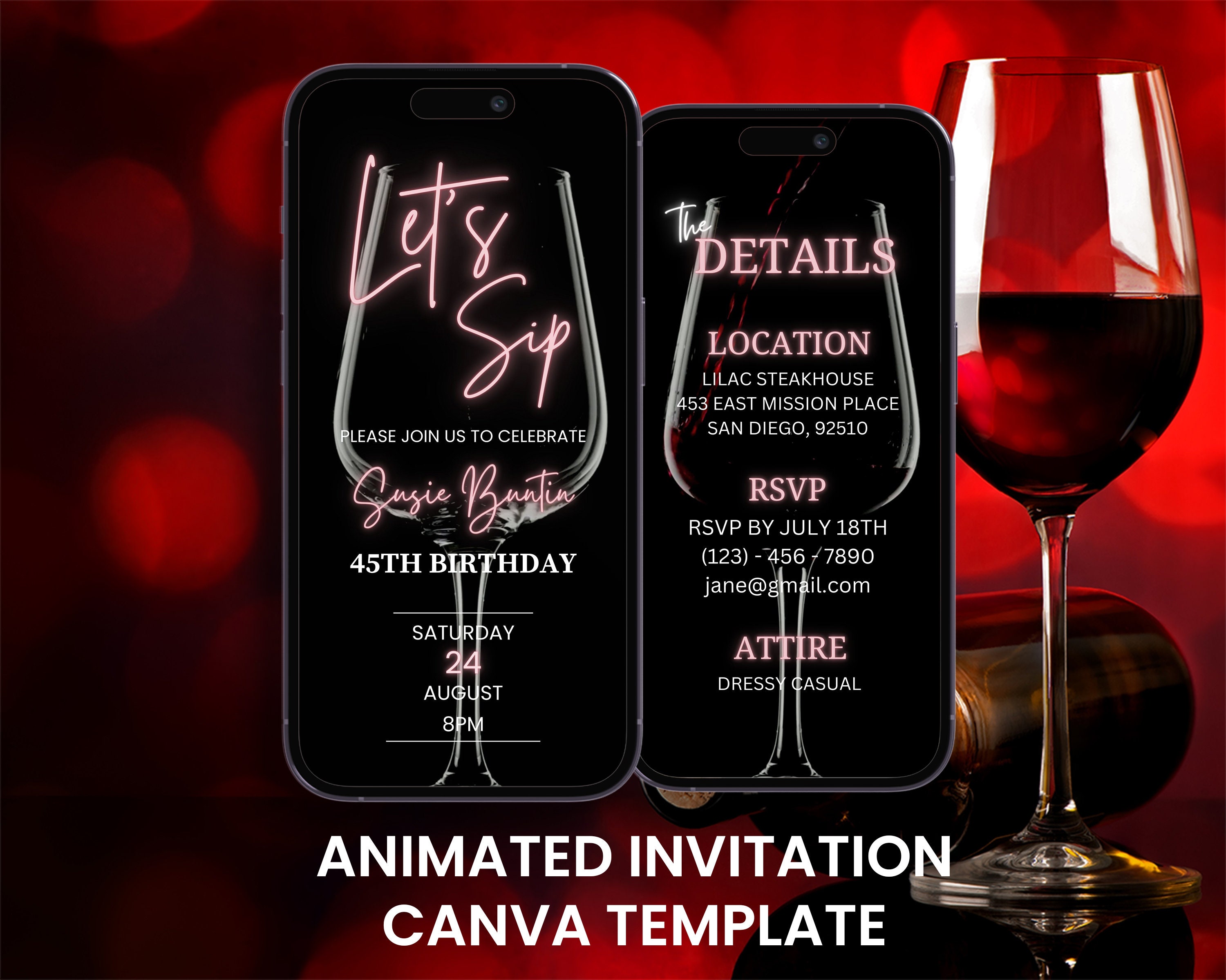 Tasing Animation Wine Tasting Birthday Video Invitation: Animated Mobile Evite (digital ...