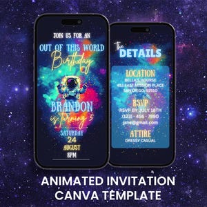 Animated Space Birthday Video Invitation: Galaxy Party Evite (Digital Download