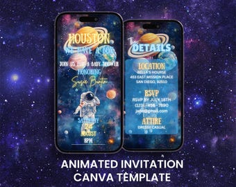 Houston We Have A Boy Baby Shower Video Invitation: Space Astronaut Evite (Digital Download