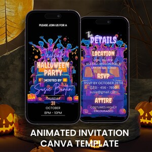 Animerad Zombie Tailgate Halloween-inbjudan: Spöklik video Evite (digital mobilkortsinbjudan)