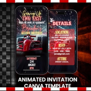 Red Race Car 2nd Birthday Video Invitation: Animated Mobile Evite