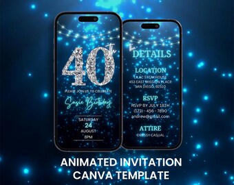 40th Birthday Diamond Invitation: Animated Video Invite (Digital)