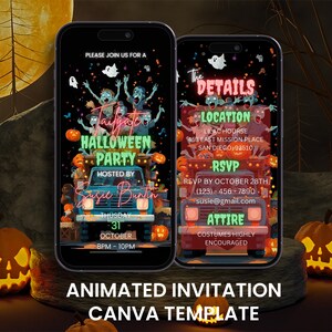Animerad Zombie Tailgate-videoinbjudan: Halloweenfest Evite (digital mobilkortsinbjudan)