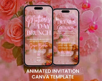 Boho Floral Mother's Day Brunch Video Invitation (Digital Mobile Card)