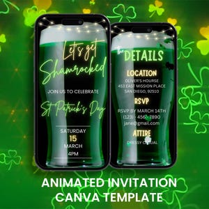 Animierte Video-Einladung zum St. Patrick&#39;s Day: Grüne Bierparty (Digital Mobile Card)