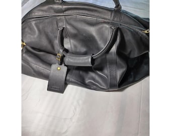 Coach Black 24in Leather Duffle Bag Travel Carry On Men Shoulder Strap Overnight