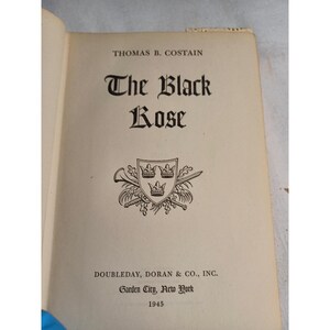 Vintage La Rosa Negra Thomas B Costain 1945 Tela negra HC Ficción histórica imagen 7