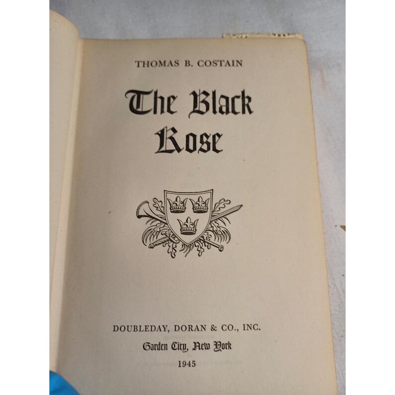 Vintage La Rosa Negra Thomas B Costain 1945 Tela negra HC Ficción histórica imagen 7