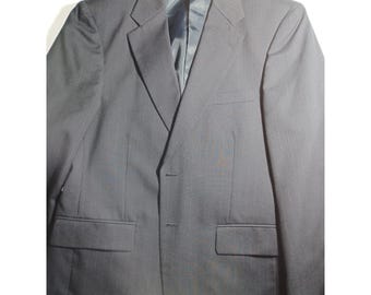 Traje de raya diplomática azul oscuro de Jeffrey Banks Couture para hombre, talla 40 pequeña