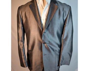 Abrigo deportivo Donna Karan New York para hombre, de algodón y seda, con rayas grises grandes, fabricado en Italia