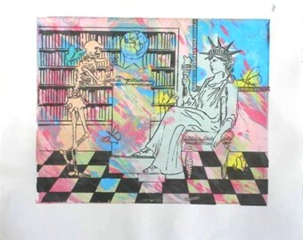 Dr. Atl and Lady Liberty - Original Silk Screen Print