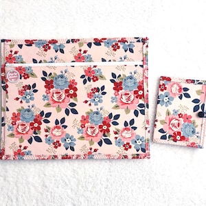 Borsa per progetti di cucito Blush Wild Roses: tessuto intero 14x11 e motivo abbinato