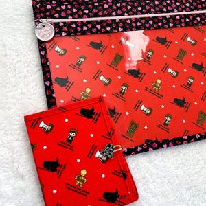 ¡Múltiples diseños! Bolsa para proyectos de costura inspirada en Star Wars: Frente de vinilo de 14x11 y accesorios a juego.