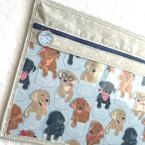 子犬のポケットビニールフロントプロジェクトバッグ：ラブラドールレトリバー犬