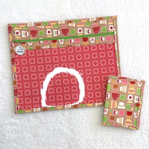 Borsa per progetto Ciotole di Ciliegio: Parte frontale in vinile 14 x 11 con accessori coordinati