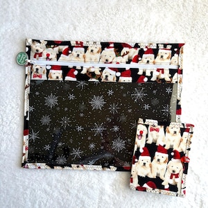 Borsa per progetto Santa con cuccioli di Golden Retriever: parte anteriore in vinile 14 x 11