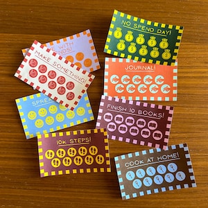 Punch Card Habit Tracker Printable | Editable Canva Goal Tracker Cards | New Year Resolution Punch Cards | Digital Download