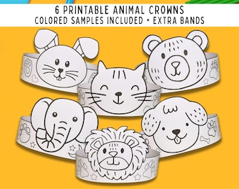 Drukowana Korona Urodzinowa, Rzemiosło Korony Papierowej Zwierzęcej, Urodziny Dzieci, Papierowa Korona Dla Dzieci, Kapelusz Do Kolorowania Urodzin, Rzemiosło Korony Dla Dzieci