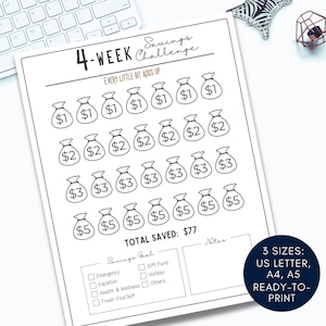 Low Income Savings Challenge, 4 Week Savings Challenge, Coloring Savings Tracker, Savings Tracker Template, New Year Challenge, 2025 Savings