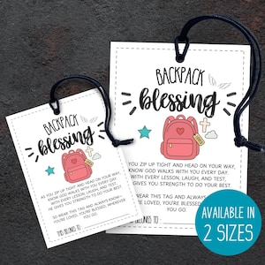 Backpack Blessing Tags, Back To School Prayer Tags, Preschool Backpack Tag, Back to School Gift Tag, First Day of School Prayer Tag