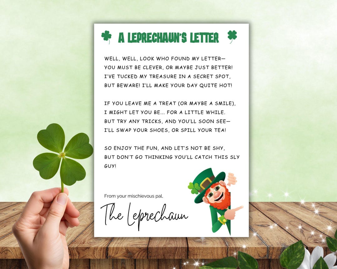 Leprechaun Notes, Leprechaun Letter, Leprechaun Trap Note, St Patricks ...