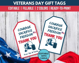 Happy Veterans Day Gift Tags, Veterans Day Tags, Veteran Appreciation, Veterans Favor Tags, Thank You Veterans Tag, Independence Day