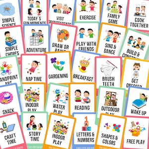 Cartes du programme quotidien pour les enfants, Calendrier de poche pour le programme quotidien des enfants, Tableau du programme pour les tout-petits, Programme quotidien pour les enfants, Programme visuel pour les enfants autistes