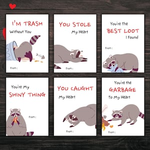 Lustige Waschbär-Valentinstagskarte, Waschbär-Valentinstagskarte, lustige druckbare Klassenzimmer-Valentinstags-Karte, Jungen-Valentinstag, Waschbär-Wortspiel-Valentinstag