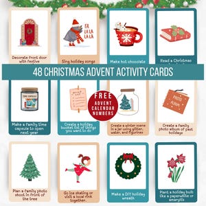 48 cartes d'activités de l'Avent pour enfants, calendrier de l'Avent pour enfants, calendrier de l'Avent à faire soi-même, activité de l'Avent pour Noël en famille, cartes de gentillesse