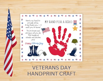Veterans Day Handprint Craft, Veteran Appreciation, Patriotic Handprint Art, Thank You Veterans, Handprint Keepsake