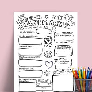 Mother's Day Questionnaire, Mom Questionnaire, All About My Mom, All About Mom Worksheet, Mother’s Day Questions From Kids, Amazing Mom image 2