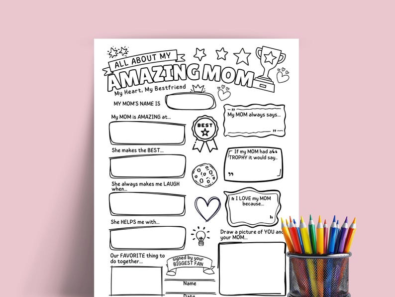Mother's Day Questionnaire, Mom Questionnaire, All About My Mom, All About Mom Worksheet, Mother’s Day Questions From Kids, Amazing Mom image 2