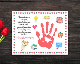 Teacher Appreciation Handprint Art, Teacher Handprint Craft, Handprint Gift, Teacher Appreciation Gift, End Of Year Teacher Gift