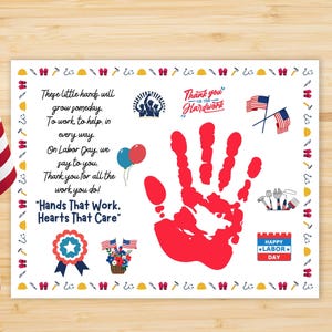 Labor Day Handabdruck Handwerk: Andenken Gedicht Kunst (PDF Printables)