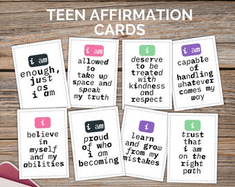Teen Affirmation Cards, Printable Affirmation Cards Template, Daily Confidence Boost Cards for Teens, Encouraging Notes from Mom to Teen