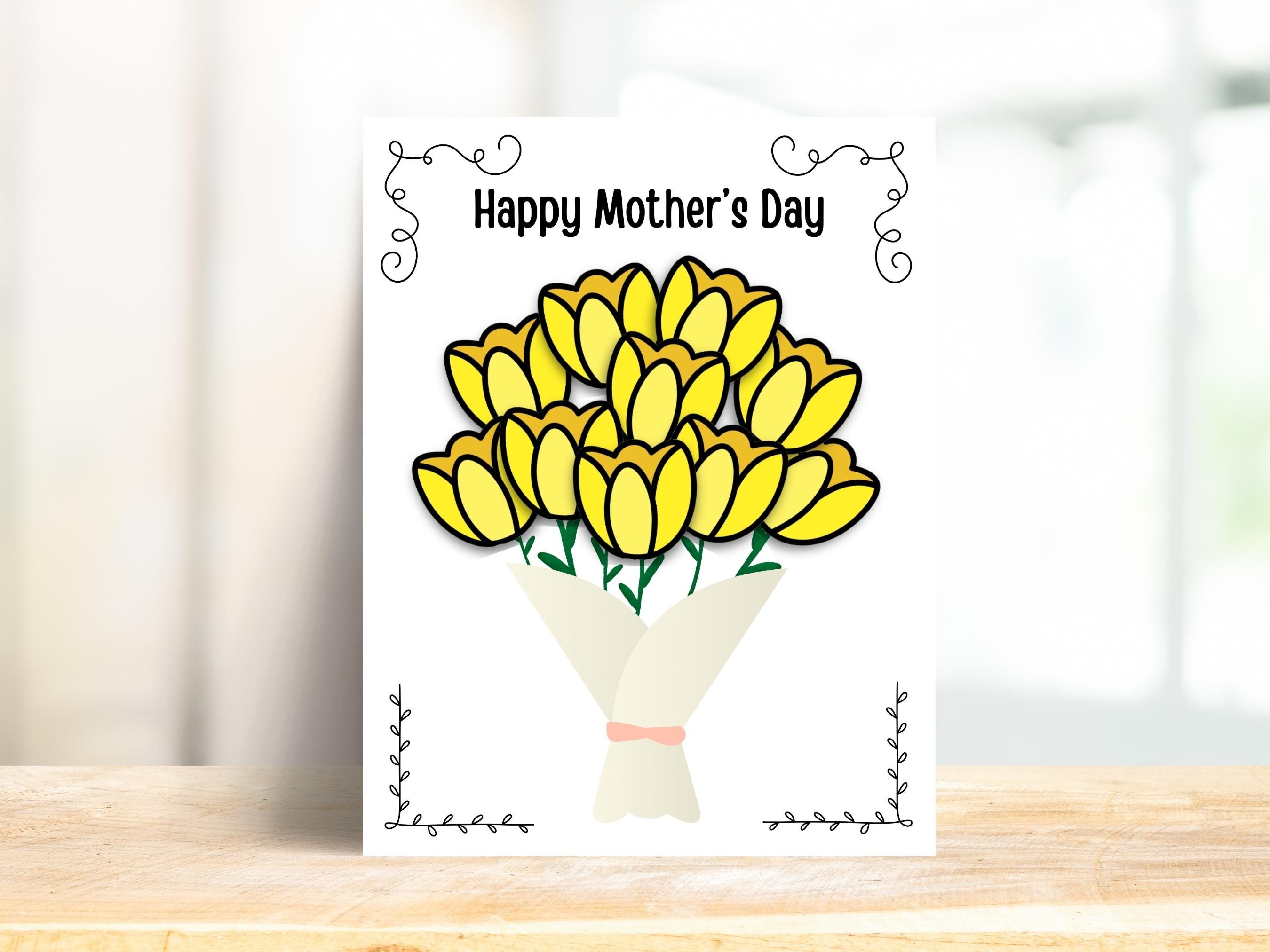 Mother's Day Bouquet Coloring Craft, Printable Mothers Day Craft ...