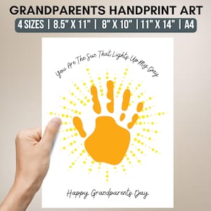 Arte con huellas de manos para el Día de los Abuelos, Manualidades para el Día de los Abuelos, Manualidades para preescolares, Huellas de manos para niños pequeños, Huellas de manos para preescolares, Regalos para abuelos