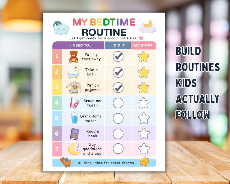 Daily Routine Chart, My Bedtime Chart, Bedtime Routine, Kids Visual ...