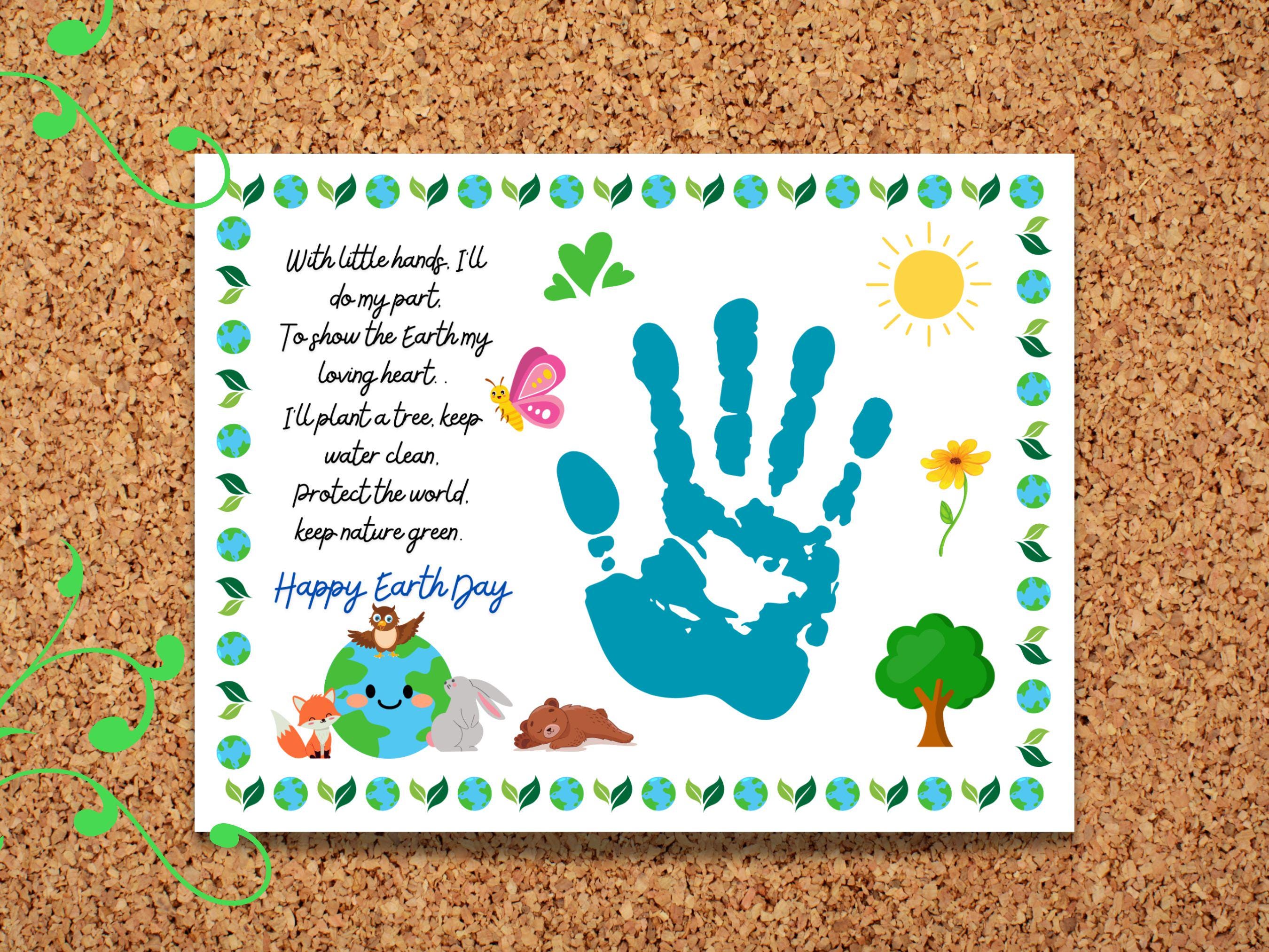 41 Easy Earth Day Crafts And Activities For Kids 9 Earth Day Handprint Art: Kids Poem Craft (Printable PDF)