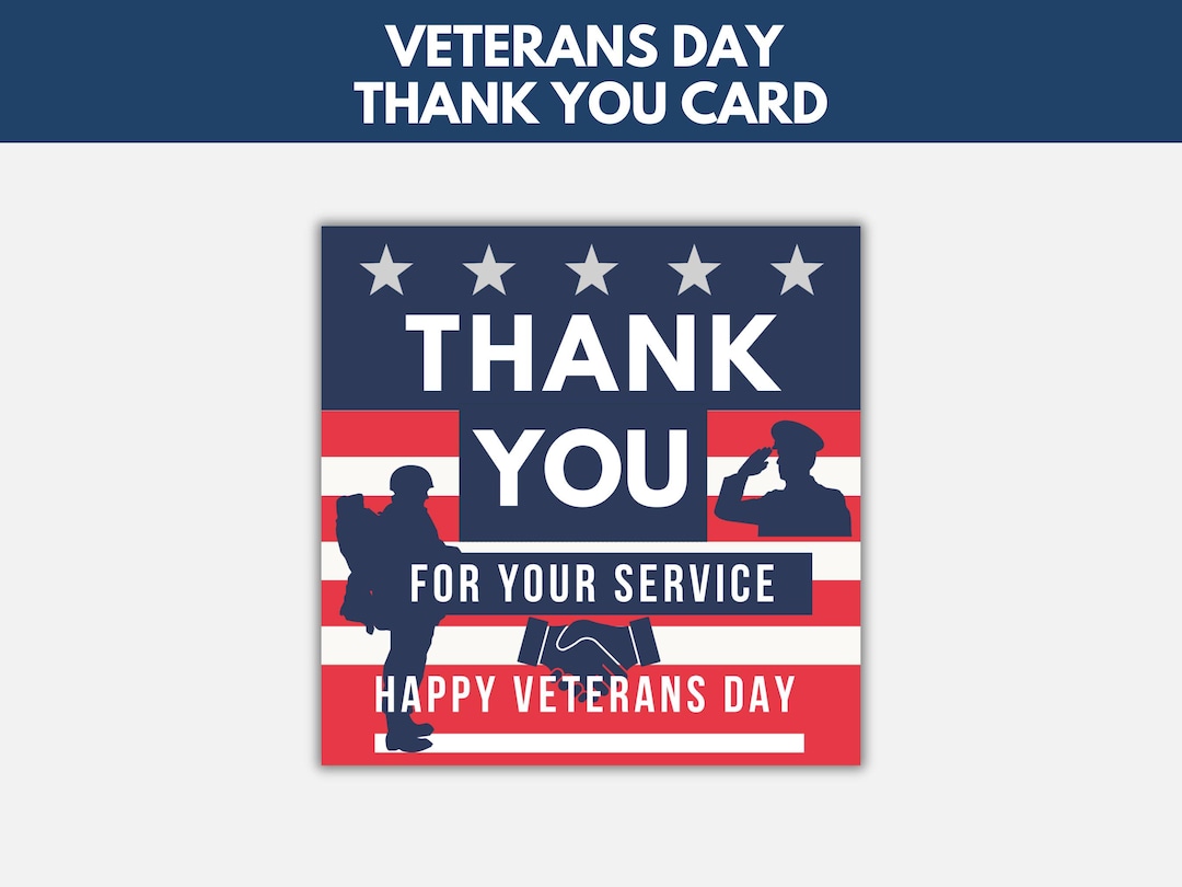Veterans Day Thank You Cards, Patriotic Thank You Cards, Military