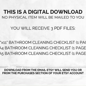 Lista de verificación para la limpieza del baño, Tabla de limpieza del baño, Lista de limpieza del baño, Lista de verificación del baño, Limpieza del hogar, Guía de limpieza del baño imagen 6