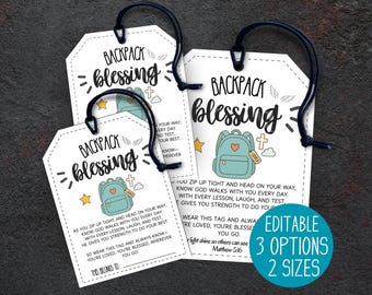 Bearbeitbare Rucksack-Segensanhänger, Vorschul-Rucksackanhänger, Geschenkanhänger für den Schulanfang, Gebetsanhänger für den ersten Schultag, Bleistift-Geschenkanhänger