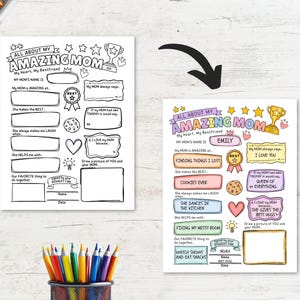 Mother's Day Questionnaire, Mom Questionnaire, All About My Mom, All About Mom Worksheet, Mother’s Day Questions From Kids, Amazing Mom image 5