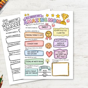 Mother's Day Questionnaire, Mom Questionnaire, All About My Mom, All About Mom Worksheet, Mother’s Day Questions From Kids, Amazing Mom image 1