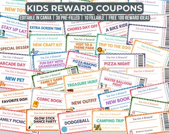 Kids Reward Coupons, Kids Reward Bucks, Editable Coupon Book, Reward Coupon Booklet, Reward Vouchers for Toddlers, Birthday Coupon For Kids