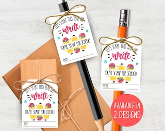 Back to School Pencil Gift Tag: Printable Teacher/Student Tag (PDF Download)